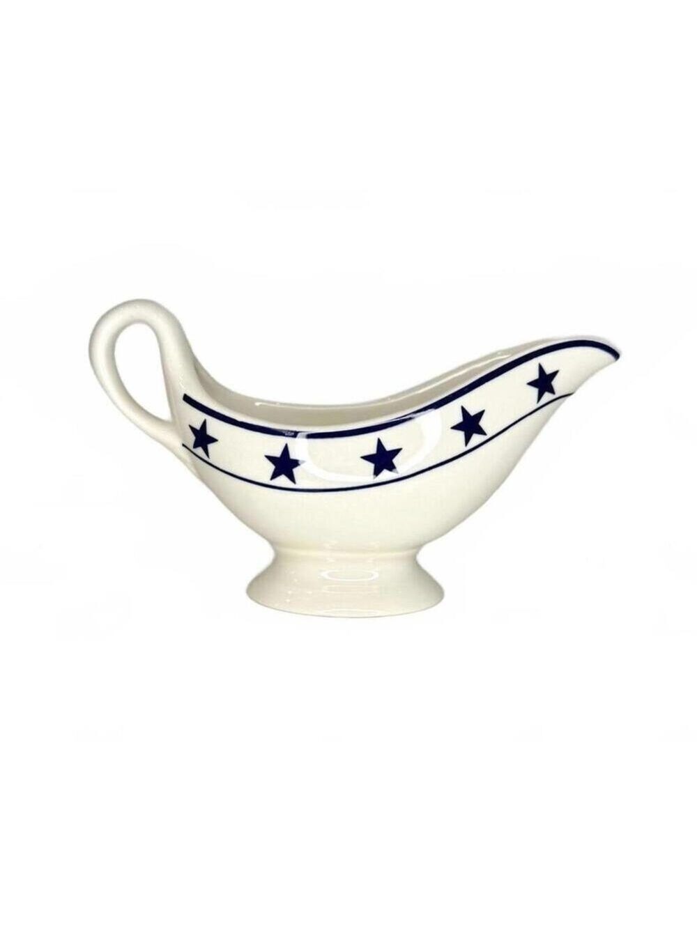 Vintage American Sterling China Blue Star Ironstone Gravy Boat Wellsville OH USA